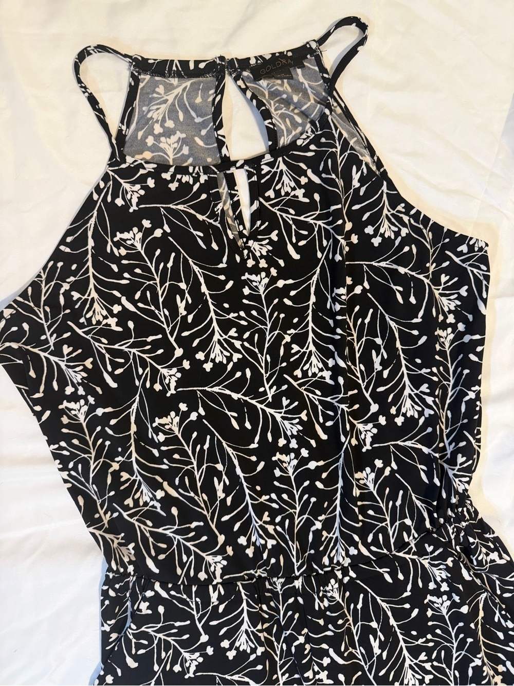 Goldray Black White Floral Wide Leg Jumpsuit Women’s Medium Sleeveless - Picture 2 of 9